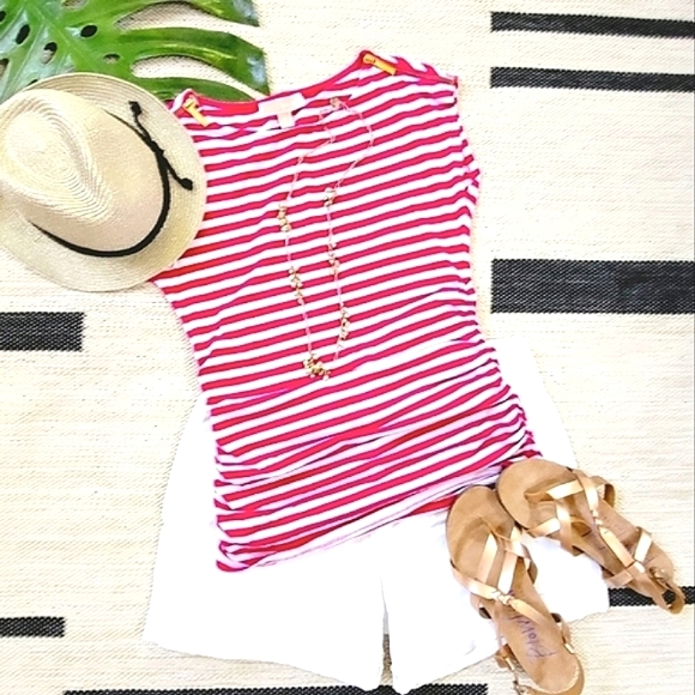 Michael Kors Striped Shortsleeve Top
